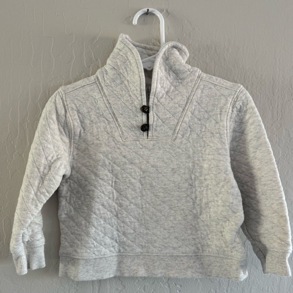Janie and Jack Gray Quilted Pullover with Button Detail